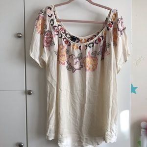 Embroidered Off the Shoulder Top